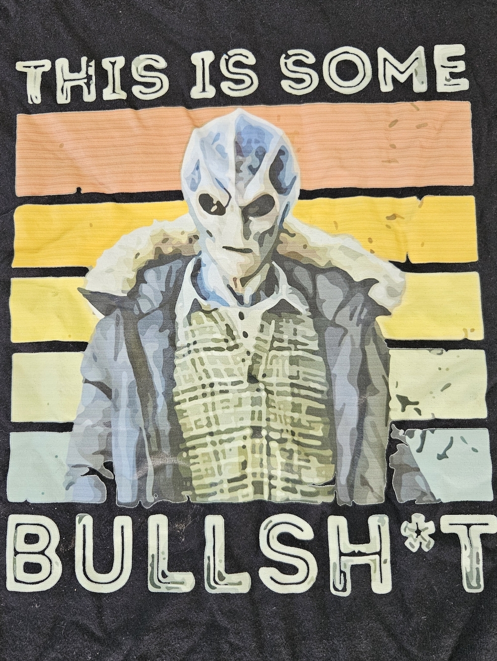 Resident Alien Graphic Tee "This Is Some Bullsh*t" - Black with Retro Stripes